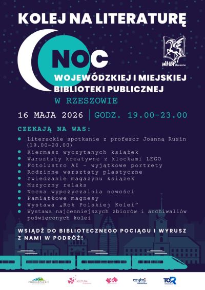 Grafika promująca Noc Biblioteki 2026